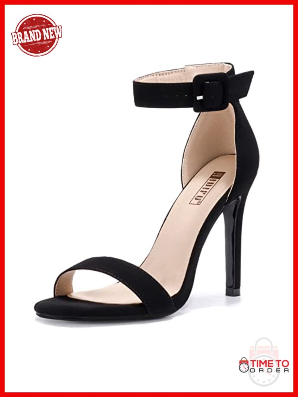 IDIFU Women's High Heels Open Toe Ankle Strap Stiletto Sandals 4.1in Heel